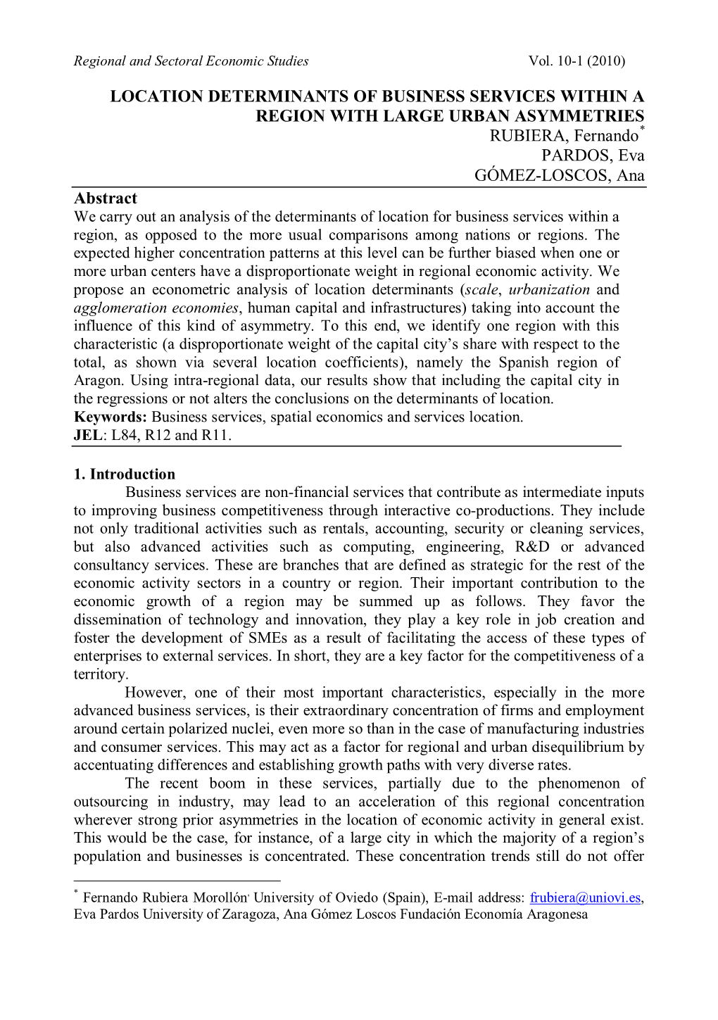 Location Determinants of Business Services Within A