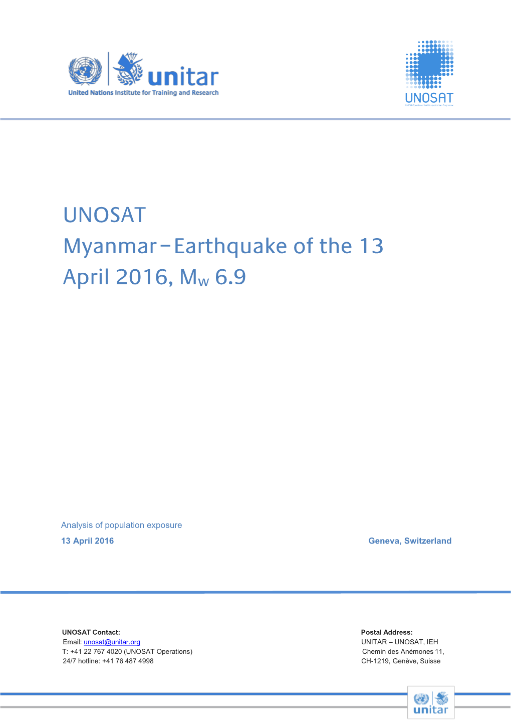 UNOSAT Myanmar – Earthquake of the 13