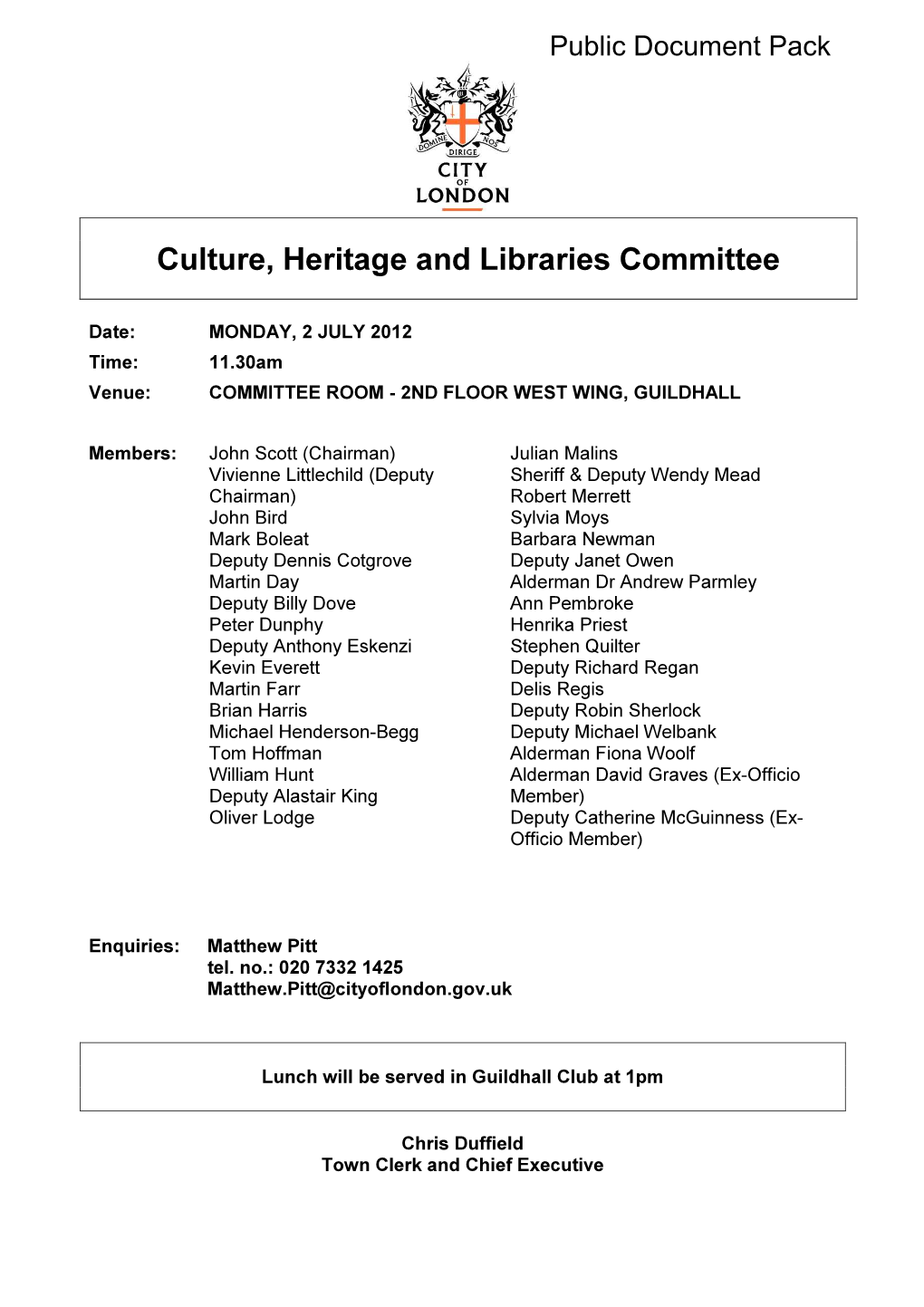 Culture, Heritage and Libraries Committee