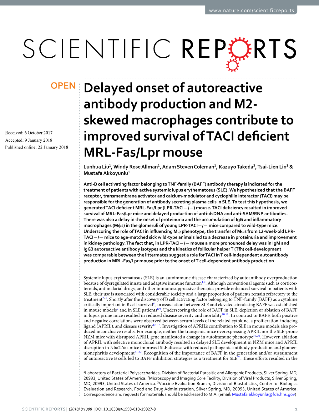 Delayed Onset of Autoreactive Antibody Production and M2