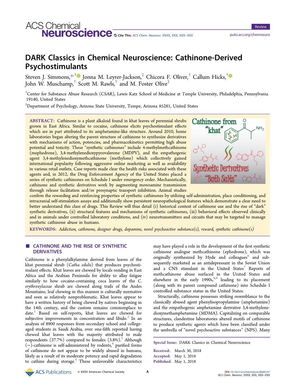 Cathinone-Derived Psychostimulants Steven J