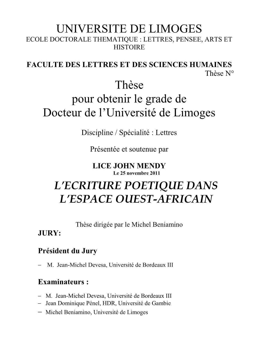 L'écriture Poétique Dans L'espace Ouest-Africain