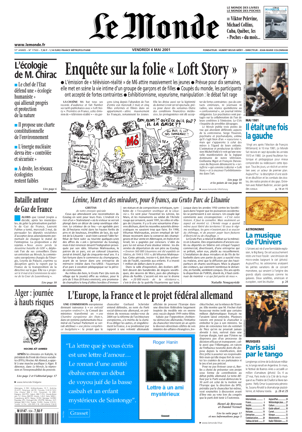 LE MONDE/PAGES&lt;UNE&gt;