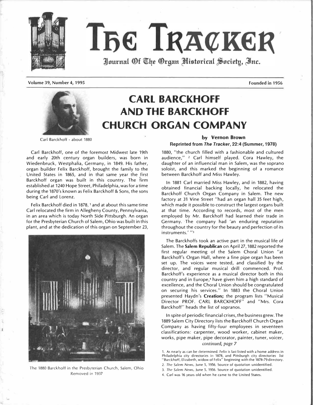 Carl Barckhoff and the Barckhoff Church Organ Company