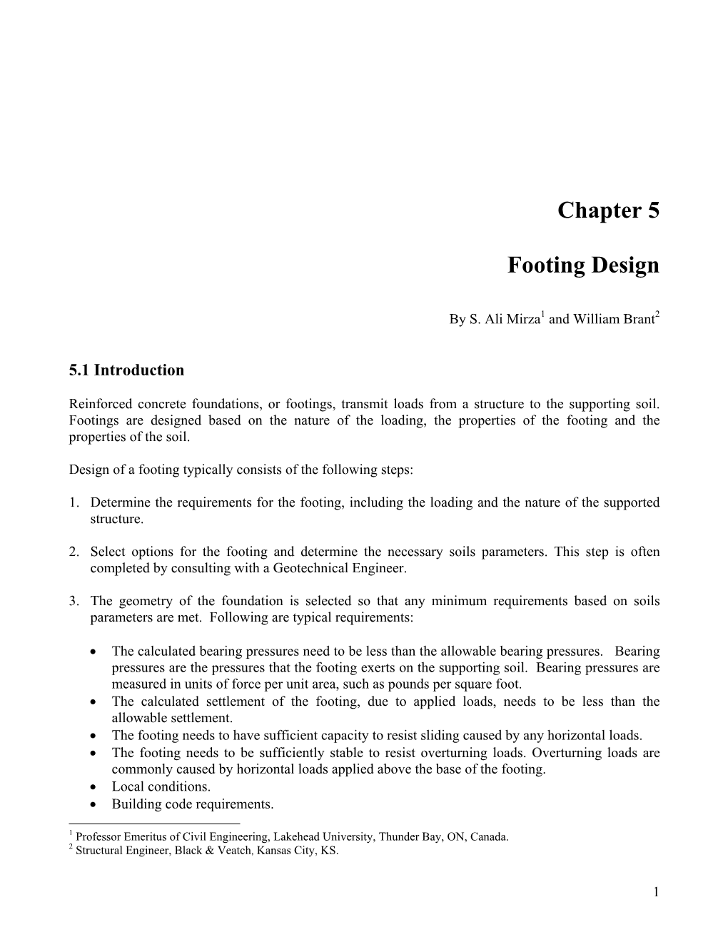 Chapter 5 Footing Design