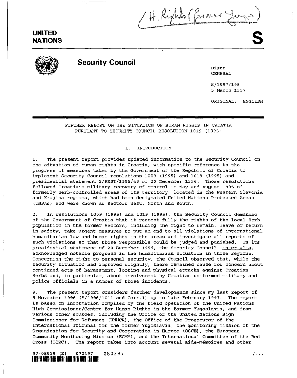 Security Council Distr