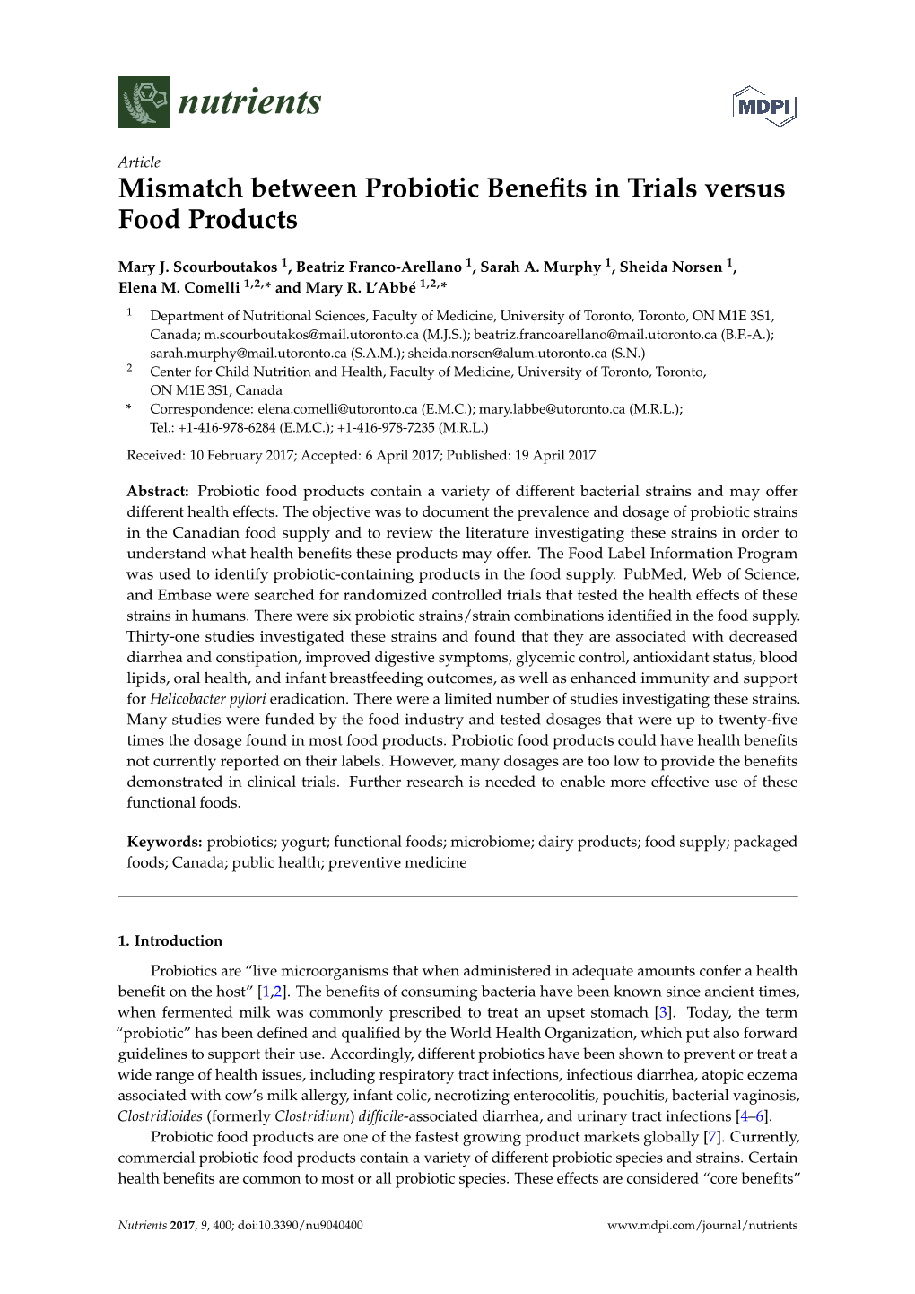 Mismatch Between Probiotic Benefits in Trials Versus Food Products