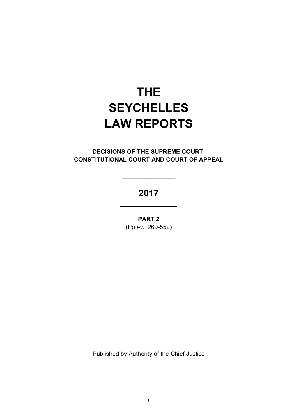 The Seychelles Law Reports