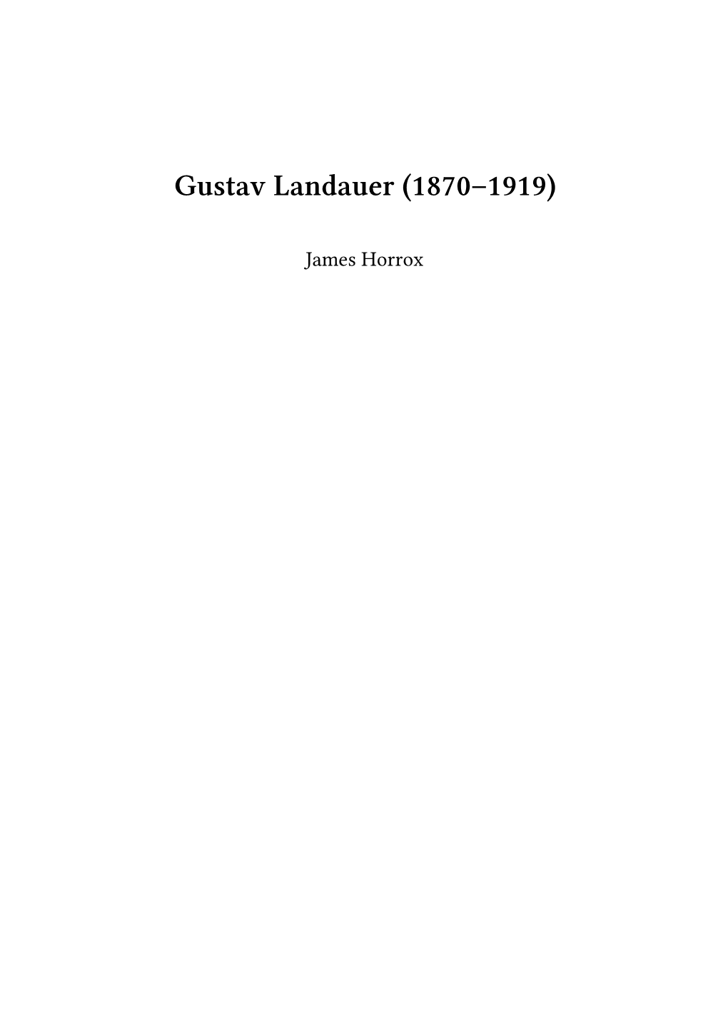 Gustav Landauer (1870–1919)