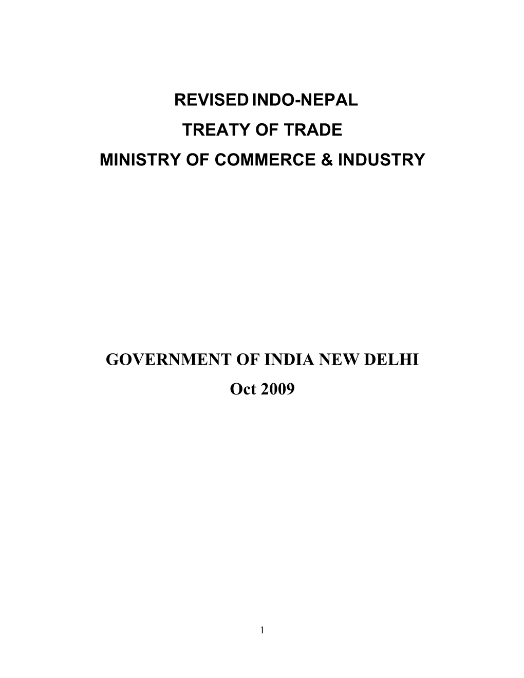 Revisedindo-Nepal Treaty of Trade Ministry of Commerce