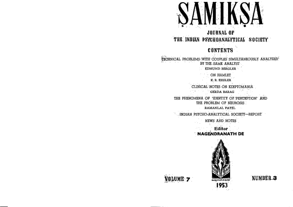 Samiksha Vol 7 No 3, 1953