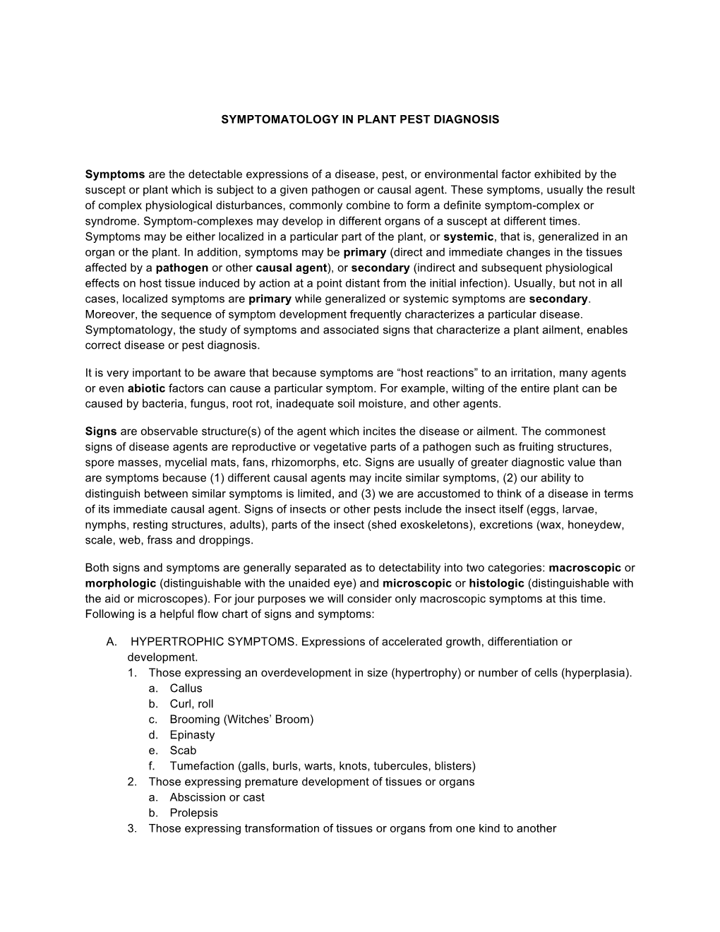 Symptomatology in Plant Pest Diagnosis