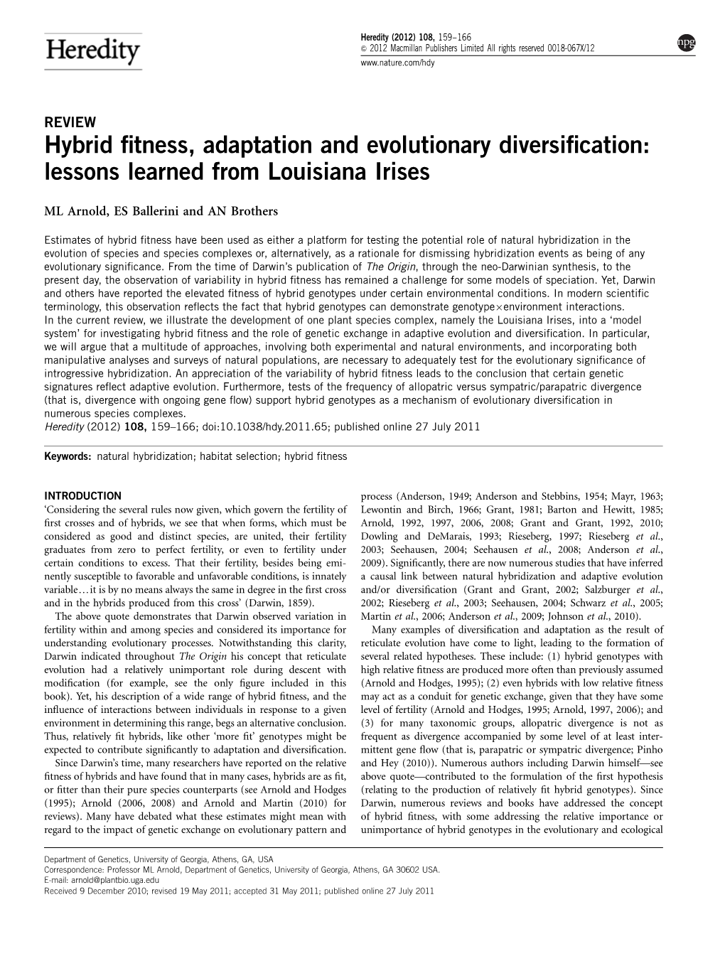 Hybrid Fitness, Adaptation and Evolutionary Diversification: Lessons