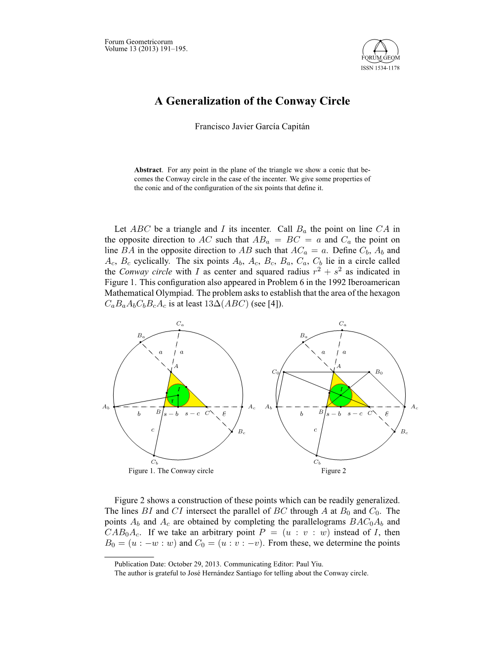 A Generalization of the Conway Circle