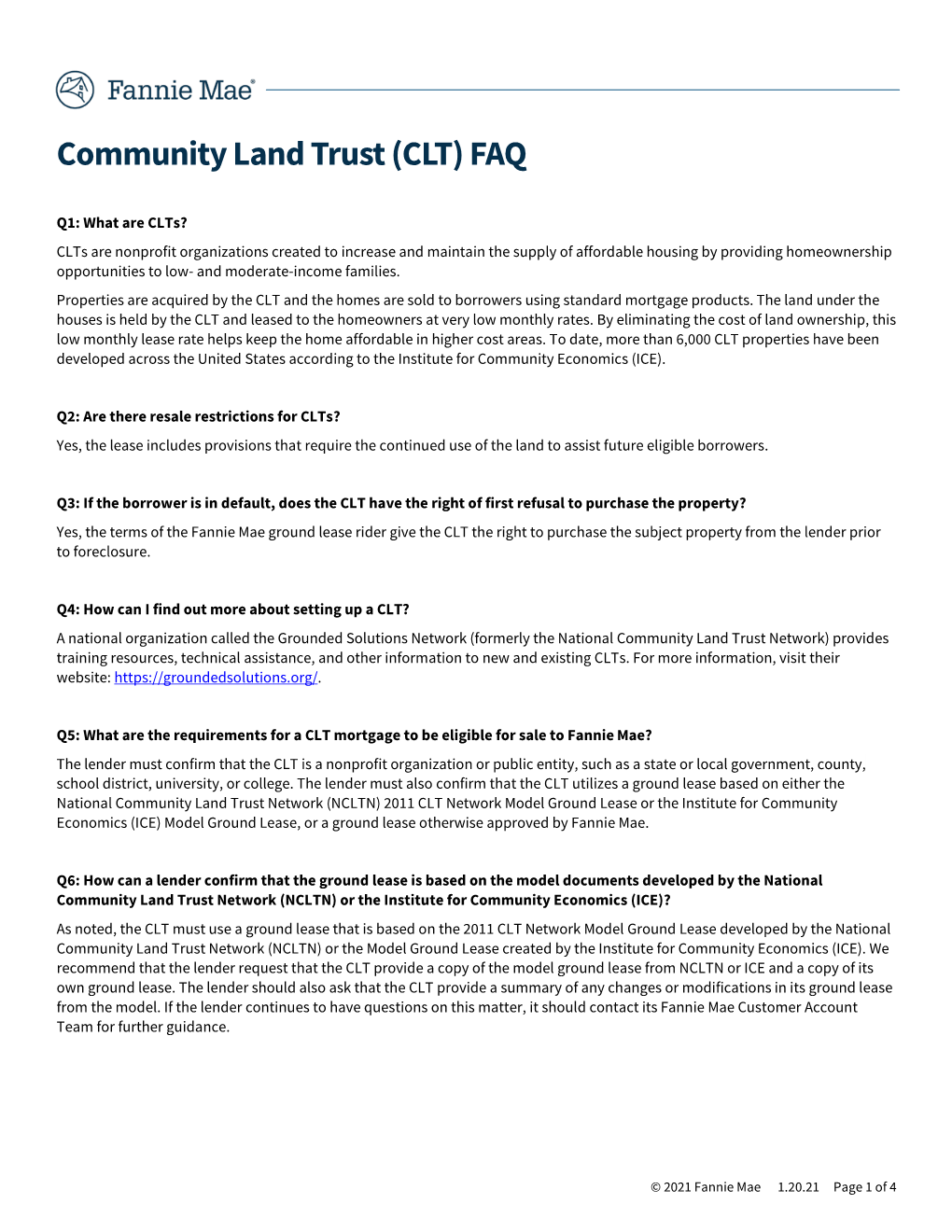 Community Land Trust (CLT) FAQ