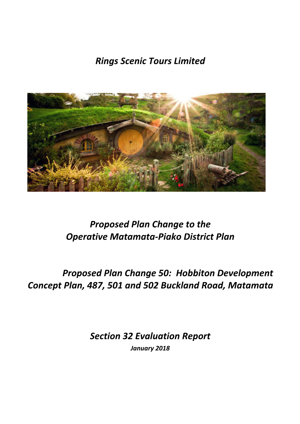 Hobbiton Development Concept Plan, 487, 501 and 502 Buckland Road, Matamata