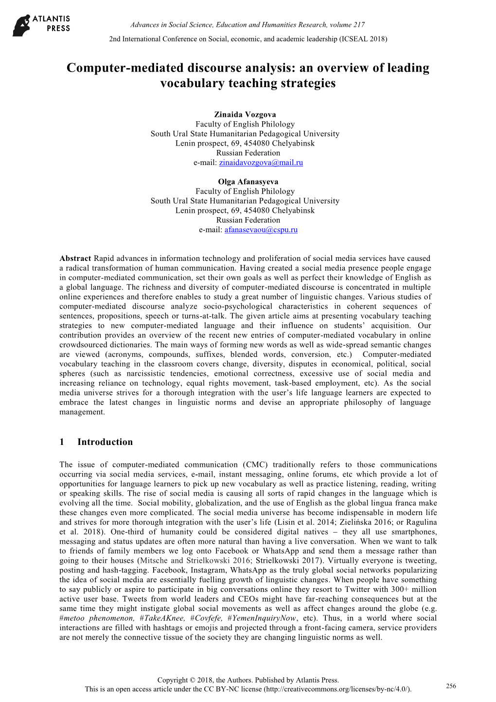 Computer-Mediated Discourse Analysis: an Overview of Leading Vocabulary Teaching Strategies