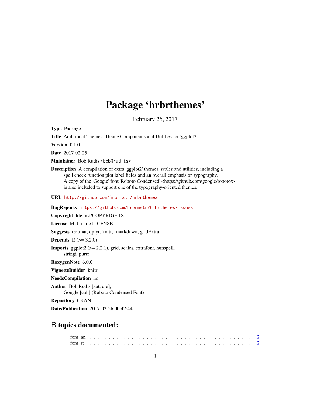 Package 'Hrbrthemes'