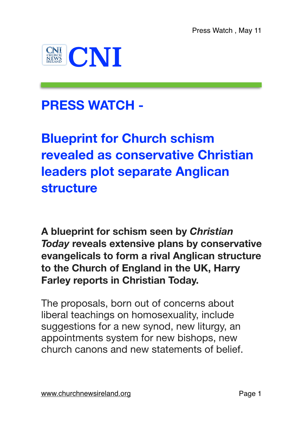 CNI -Press Watch May 11