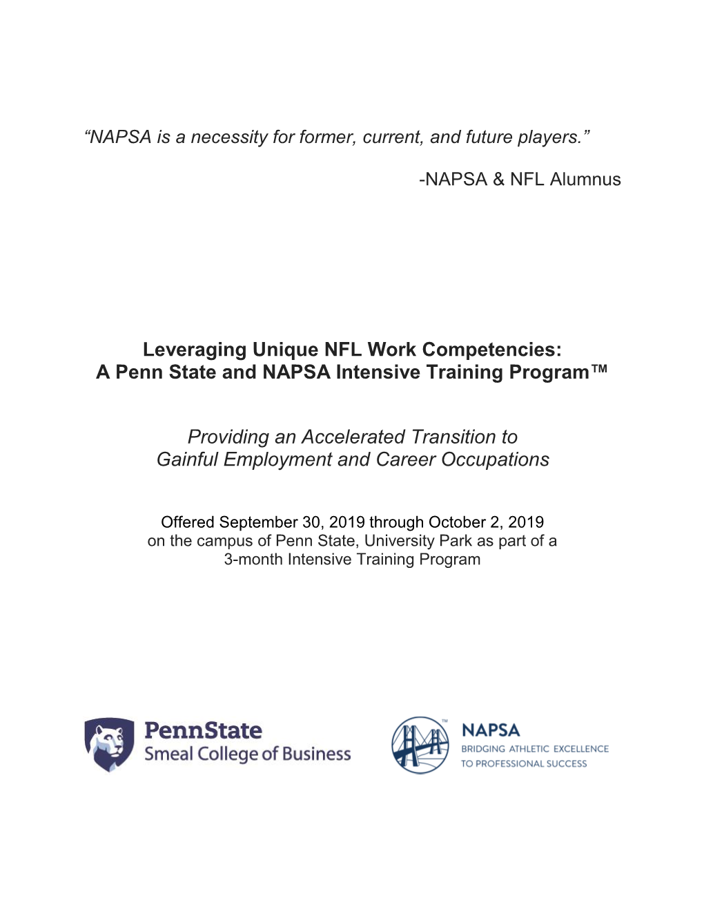 A Penn State and NAPSA Intensive Training Program™