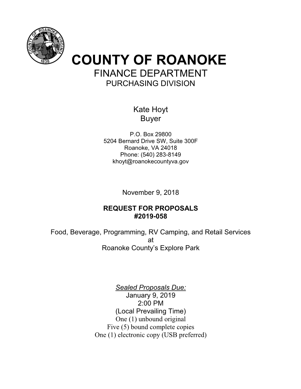 County of Roanoke Finance Department Purchasing Division