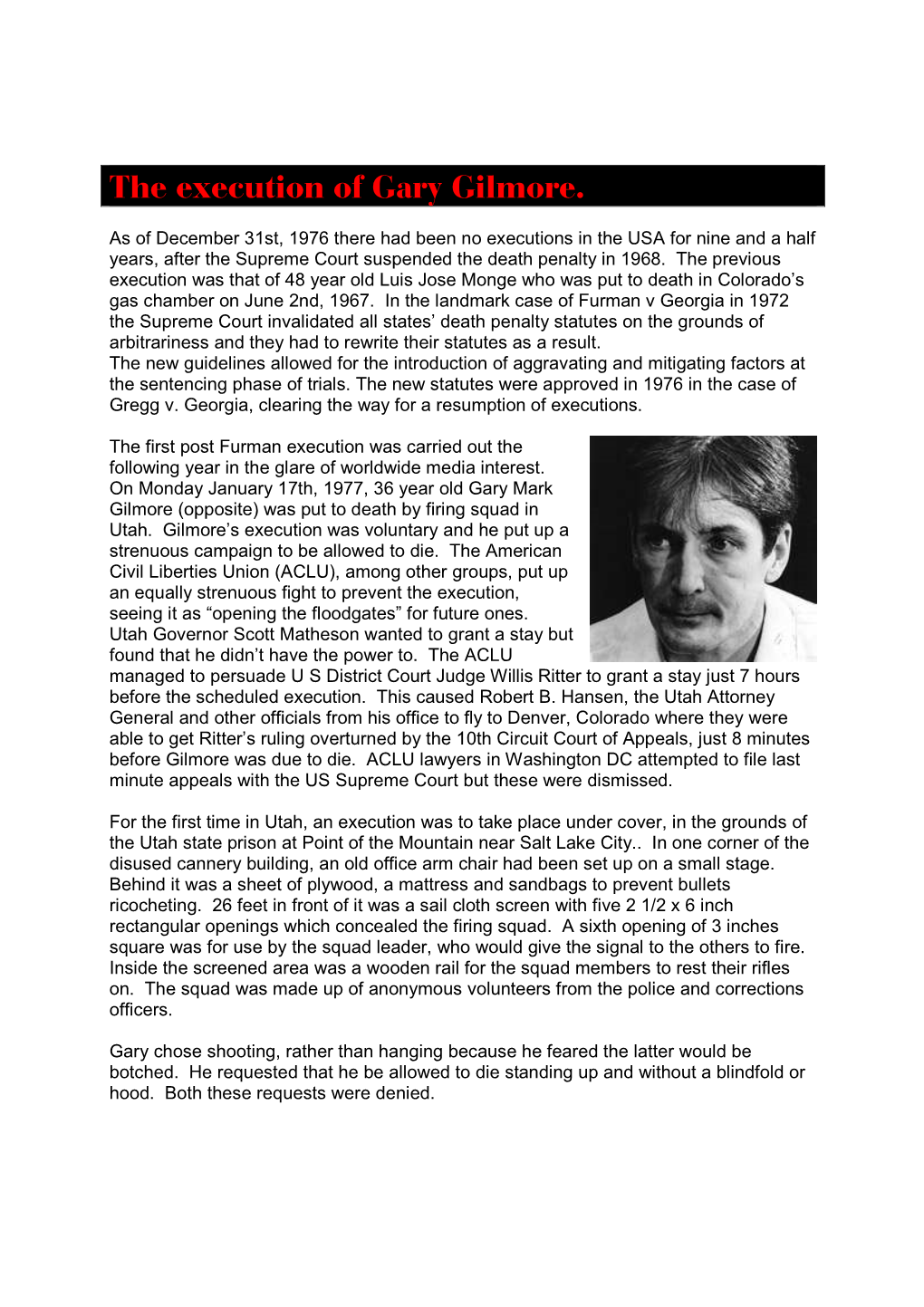 The Execution of Gary Gilmore