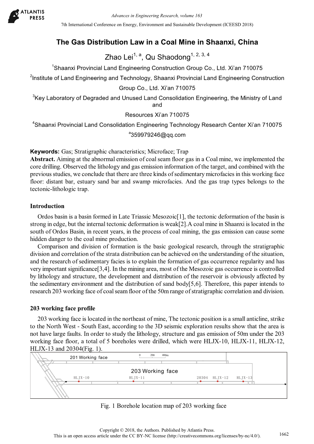 The Gas Distribution Law in a Coal Mine in Shaanxi, China Zhao Lei