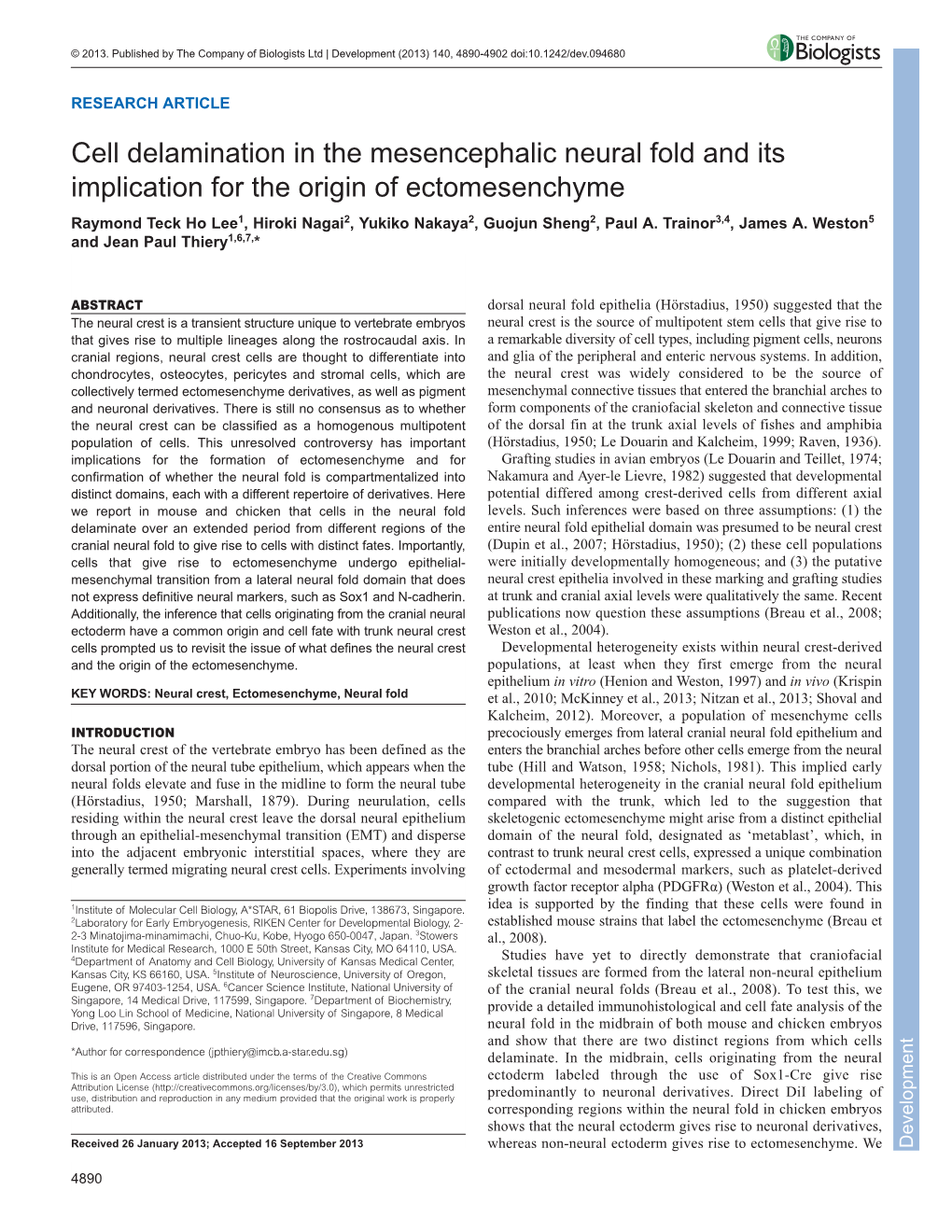 Cell Delamination in the Mesencephalic Neural Fold and Its