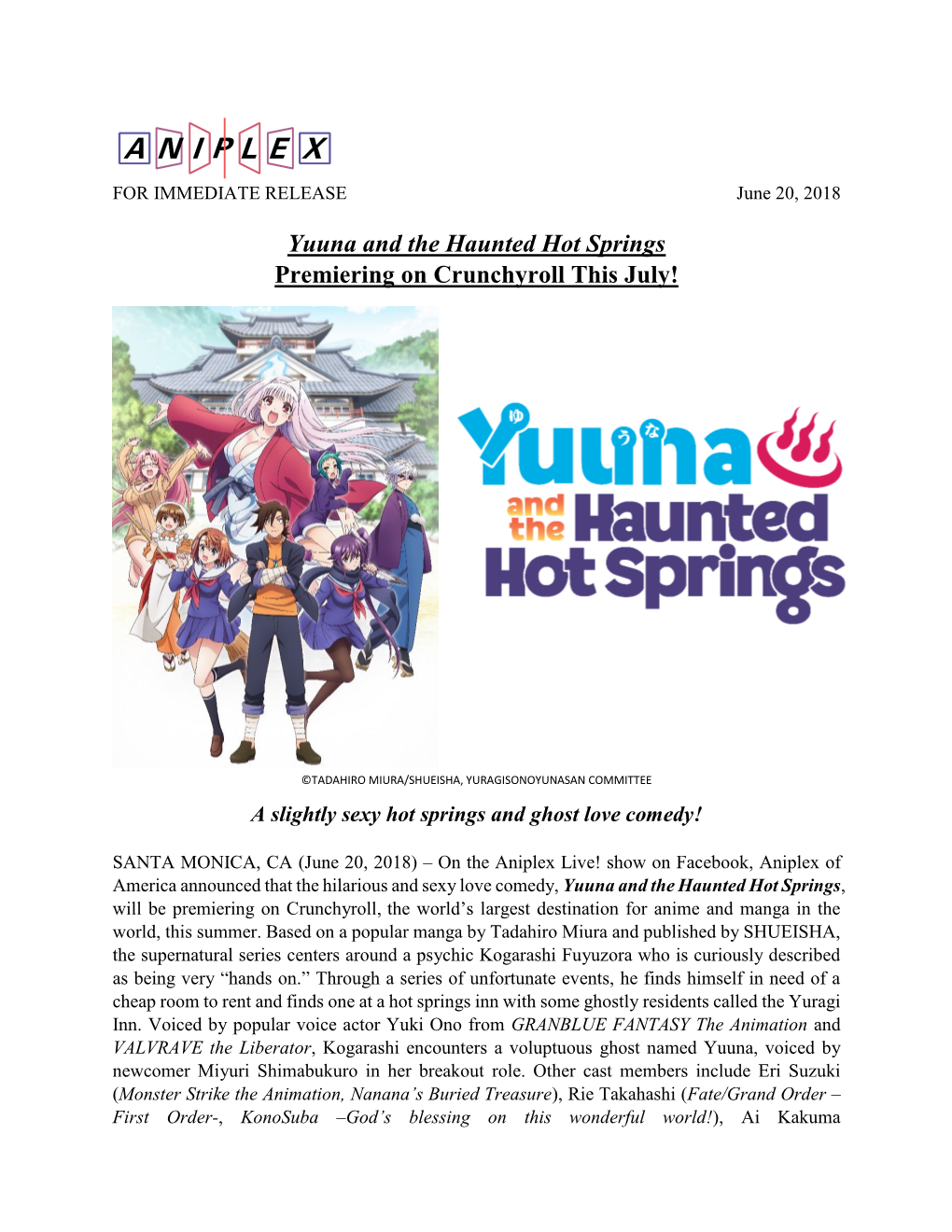 Yuuna and the Haunted Hot Springs Premiering on Crunchyroll This July!