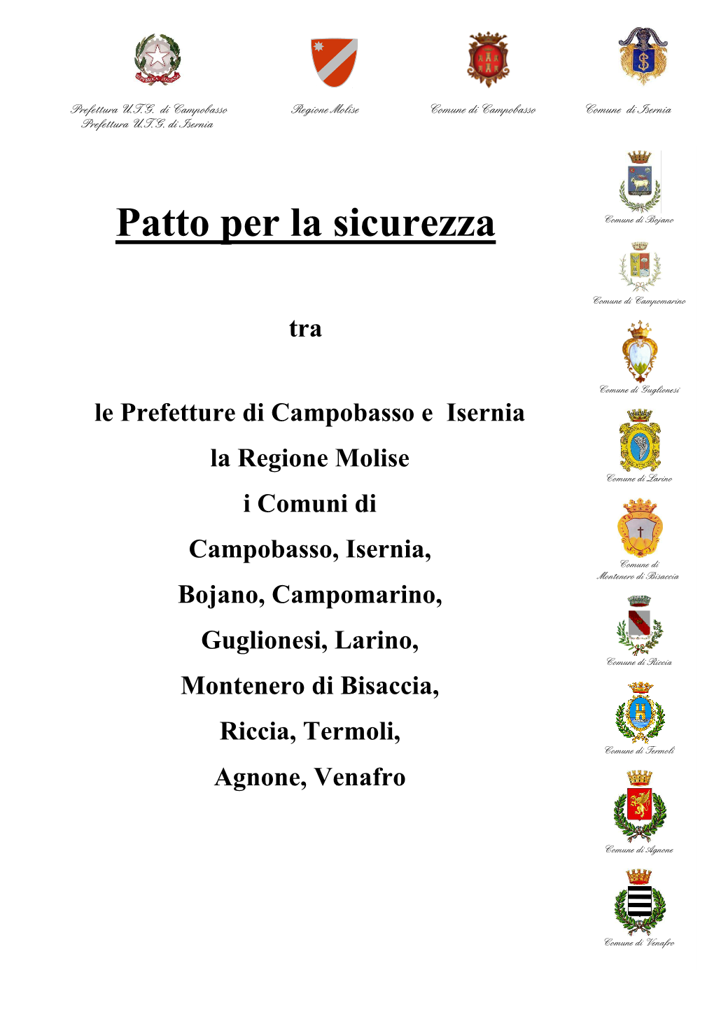 Testo Del Patto Per La Sicurezza