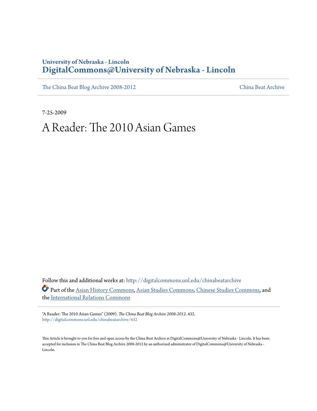 The 2010 Asian Games