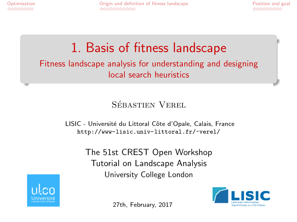 1. Basis of Fitness Landscape