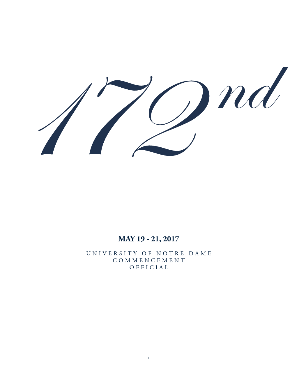 University of Notre Dame Commencement Program