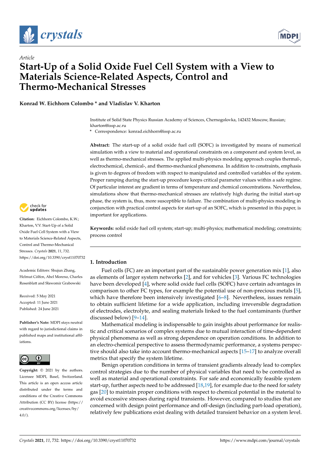 Start-Up of a Solid Oxide Fuel Cell System with a View to Materials Science-Related Aspects, Control and Thermo-Mechanical Stresses