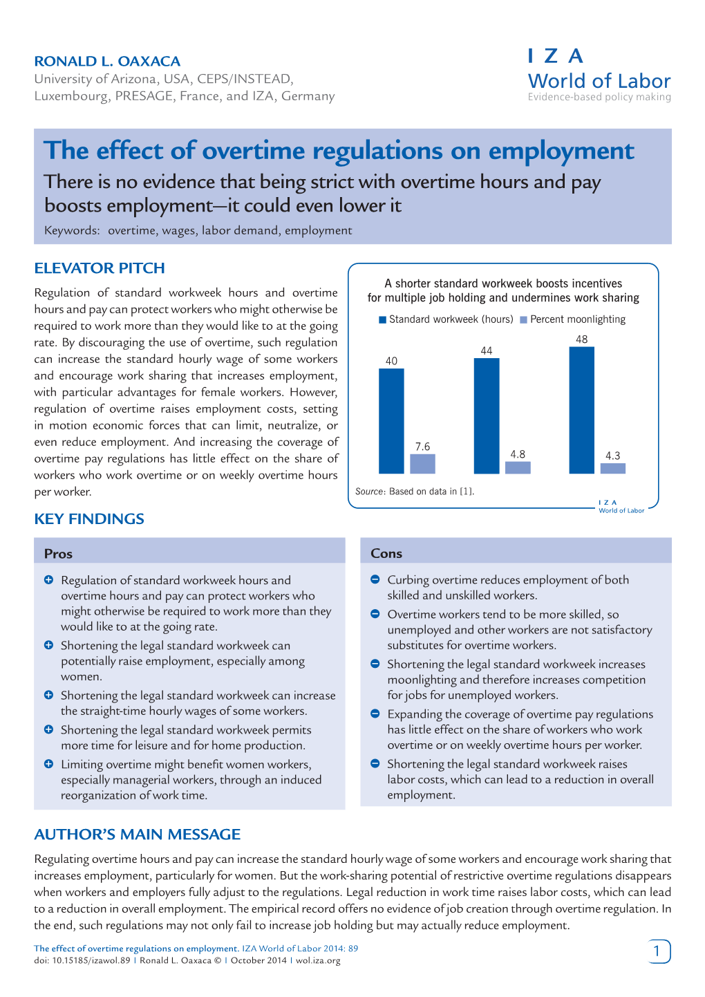 The Effect of Overtime Regulations on Employment