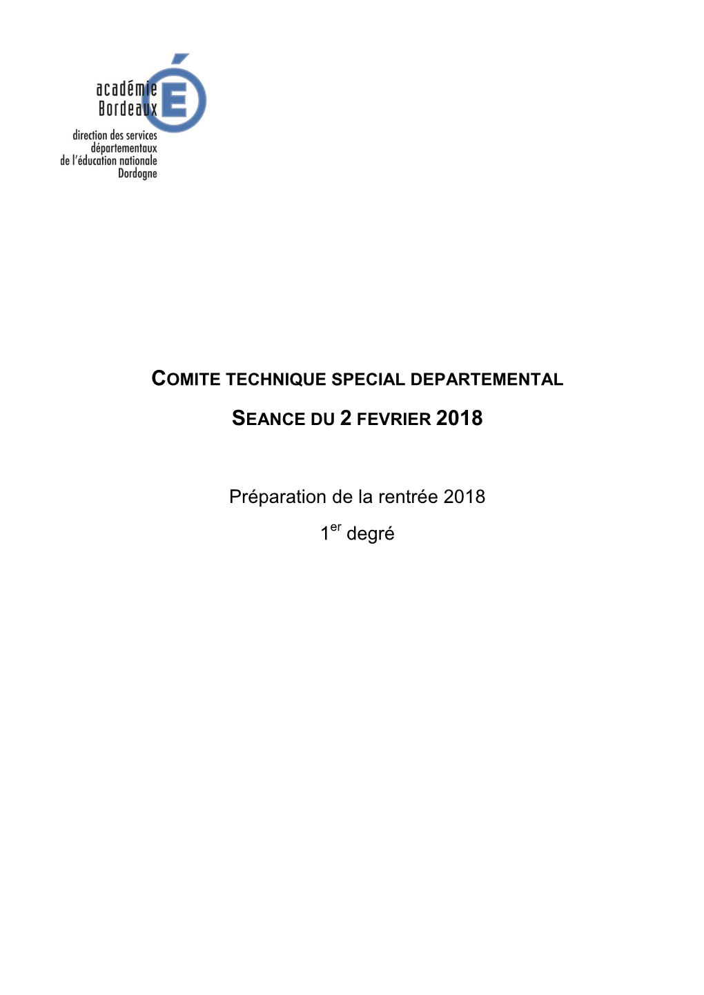 Préparation De La Rentrée 2018 1 Degré