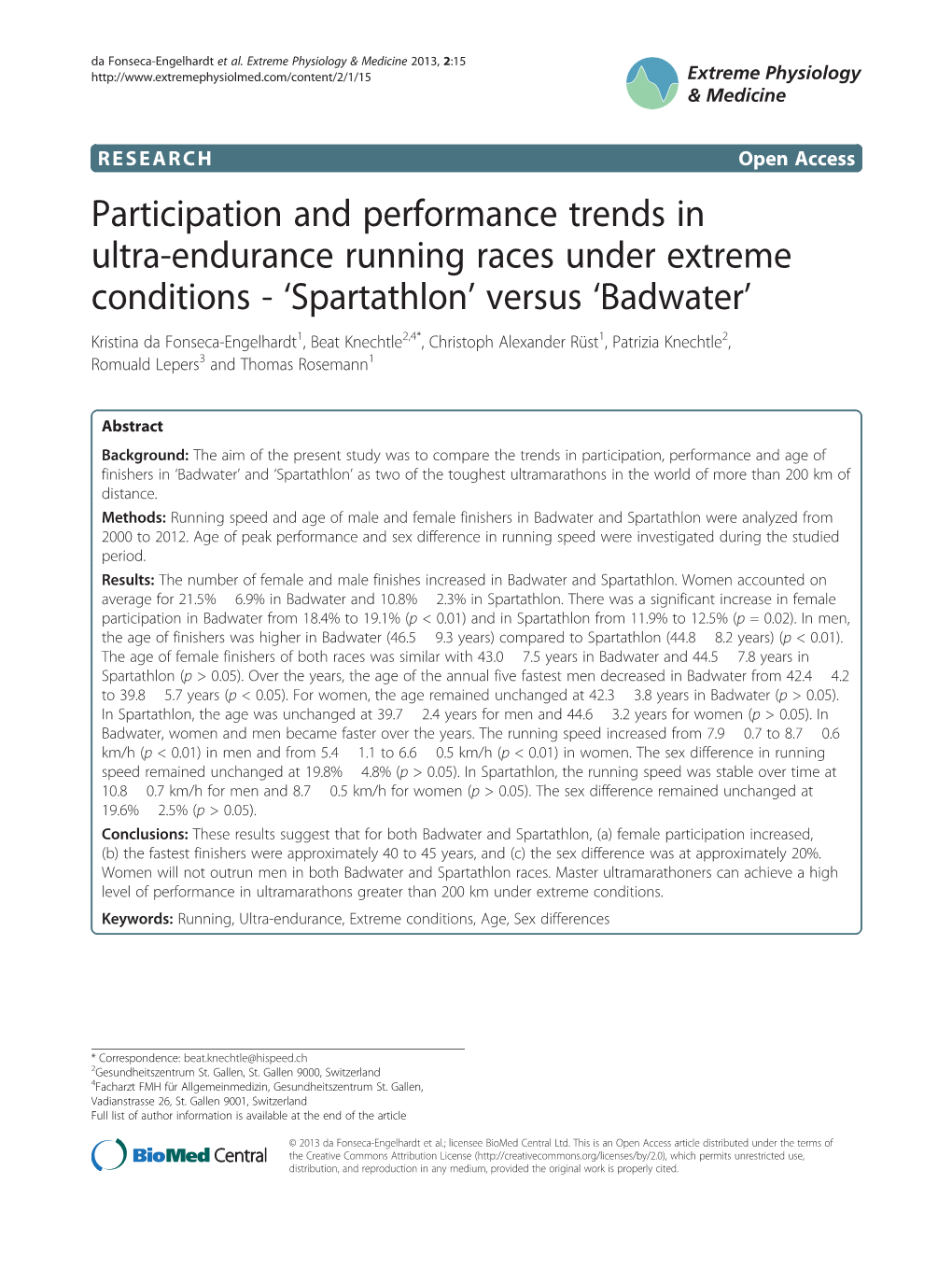 Participation and Performance Trends in Ultra-Endurance Running Races