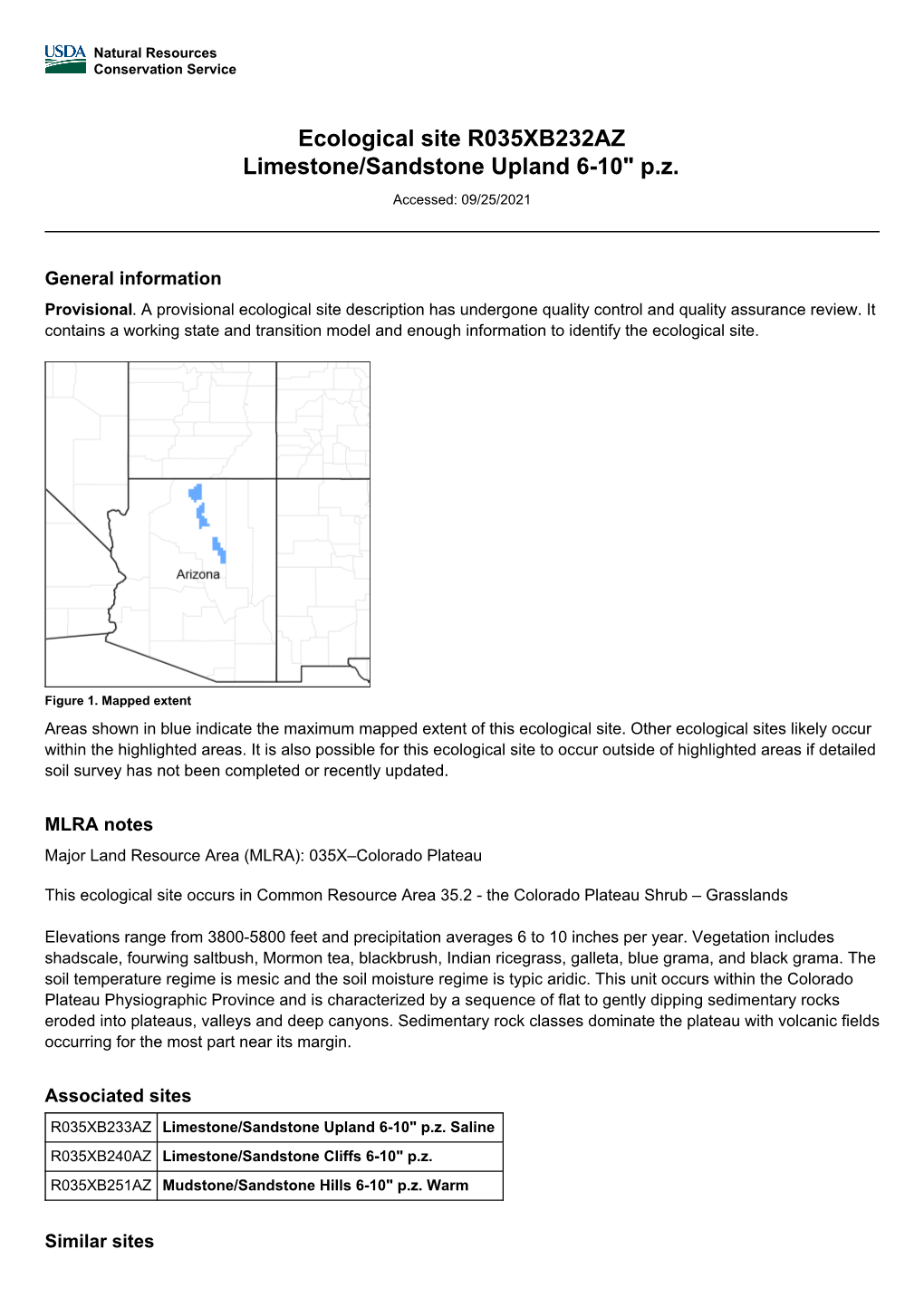 Ecological Site R035XB232AZ Limestone/Sandstone Upland 6-10