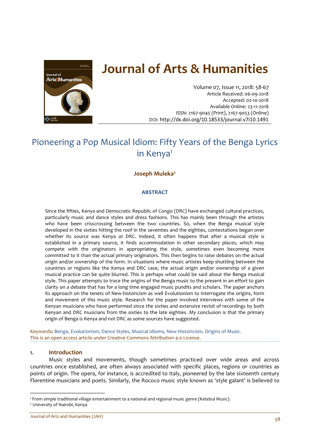 Journal of Arts & Humanities