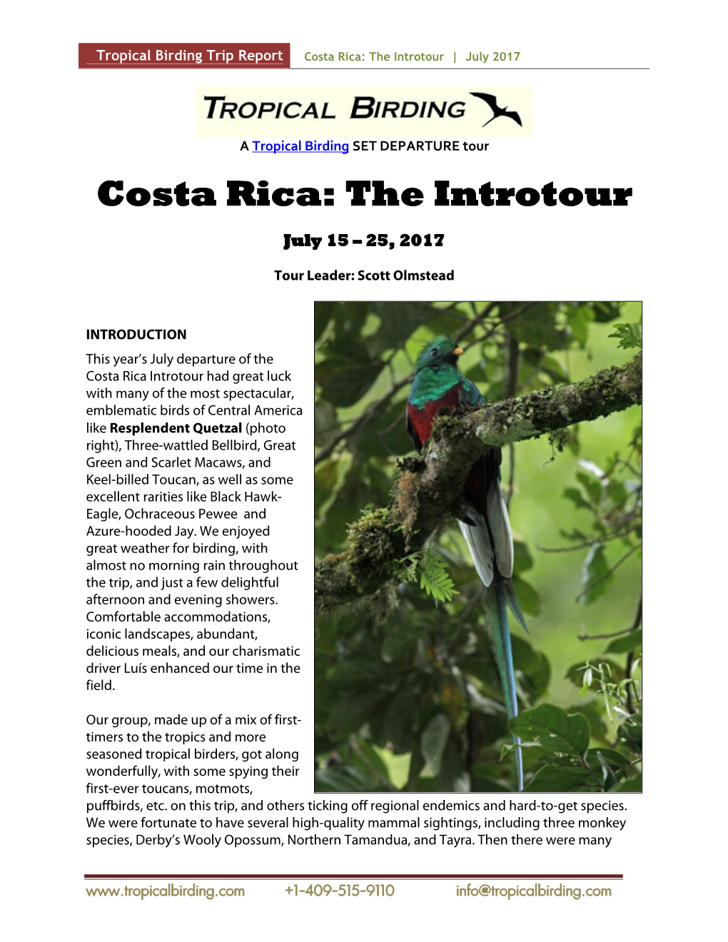 Costa Rica: the Introtour | July 2017