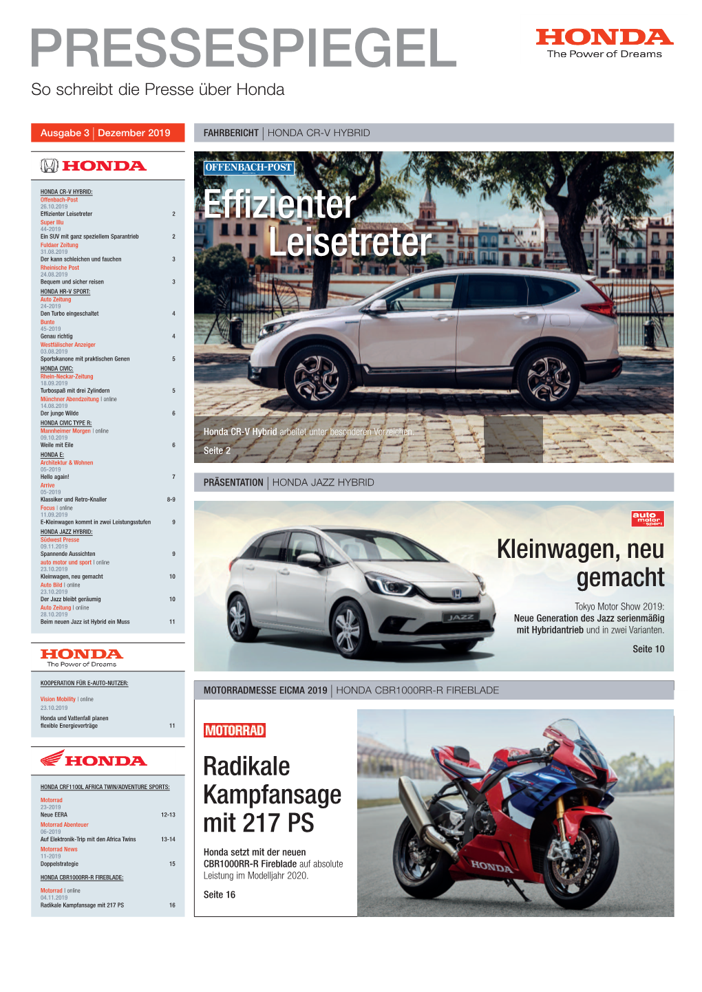 PRESSESPIEGEL So Schreibt Die Presse Über Honda