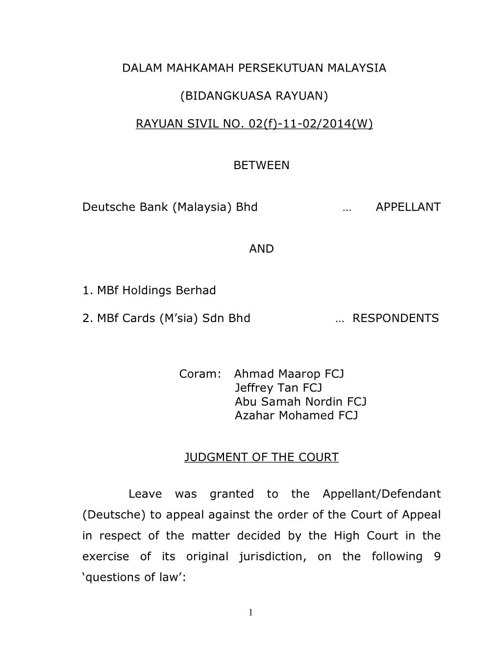 11-02/2014(W) BETWEEN Deutsche Bank (Malaysia)