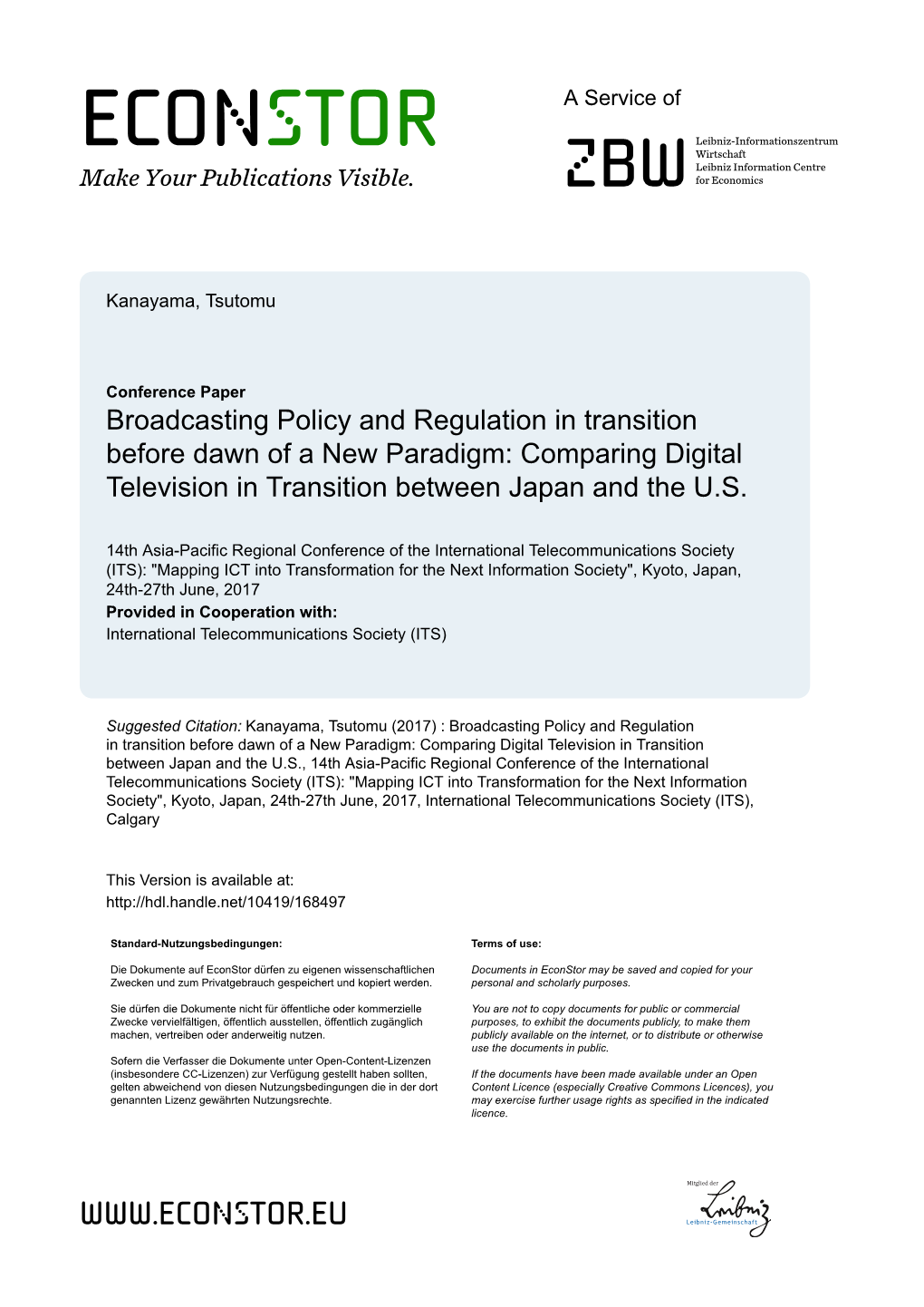 Comparing Digital Television in Transition Between Japan and the U.S