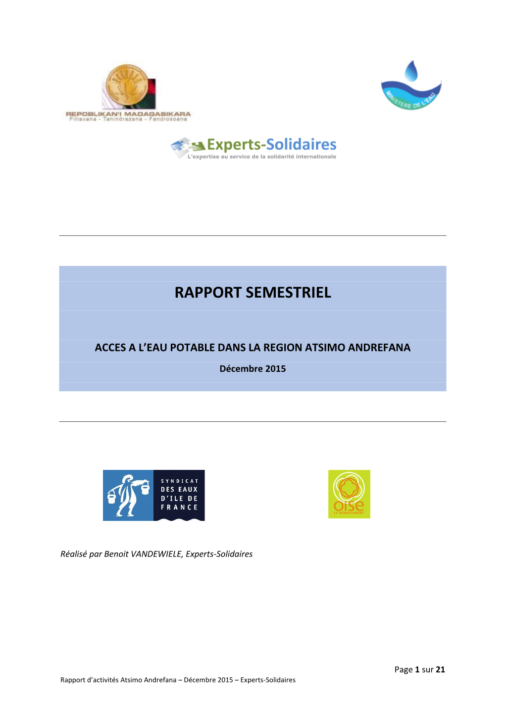 Rapport Semestriel Décembre 2015