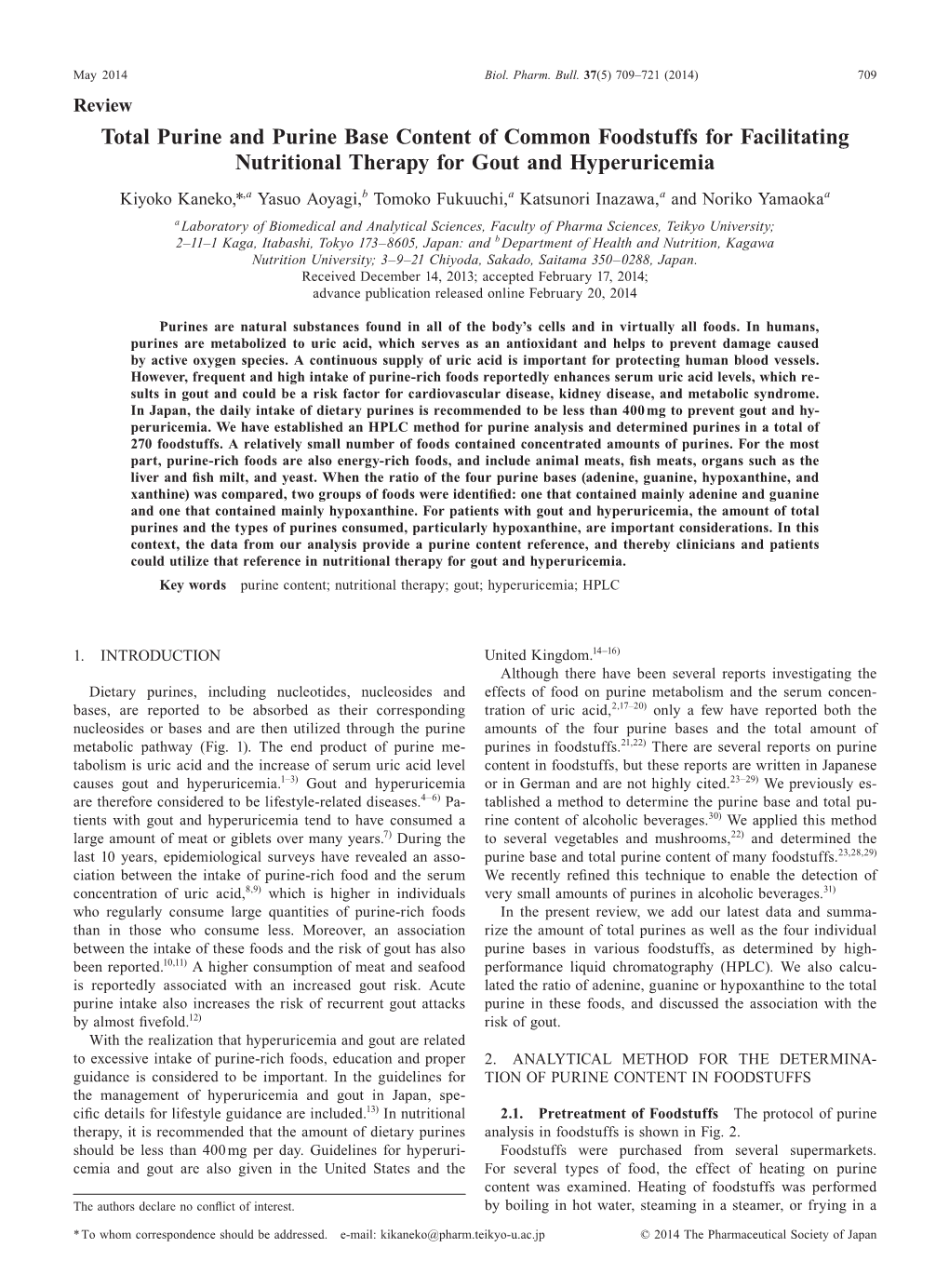 Biol. Pharm. Bull. 37(5): 709-721 (2014)