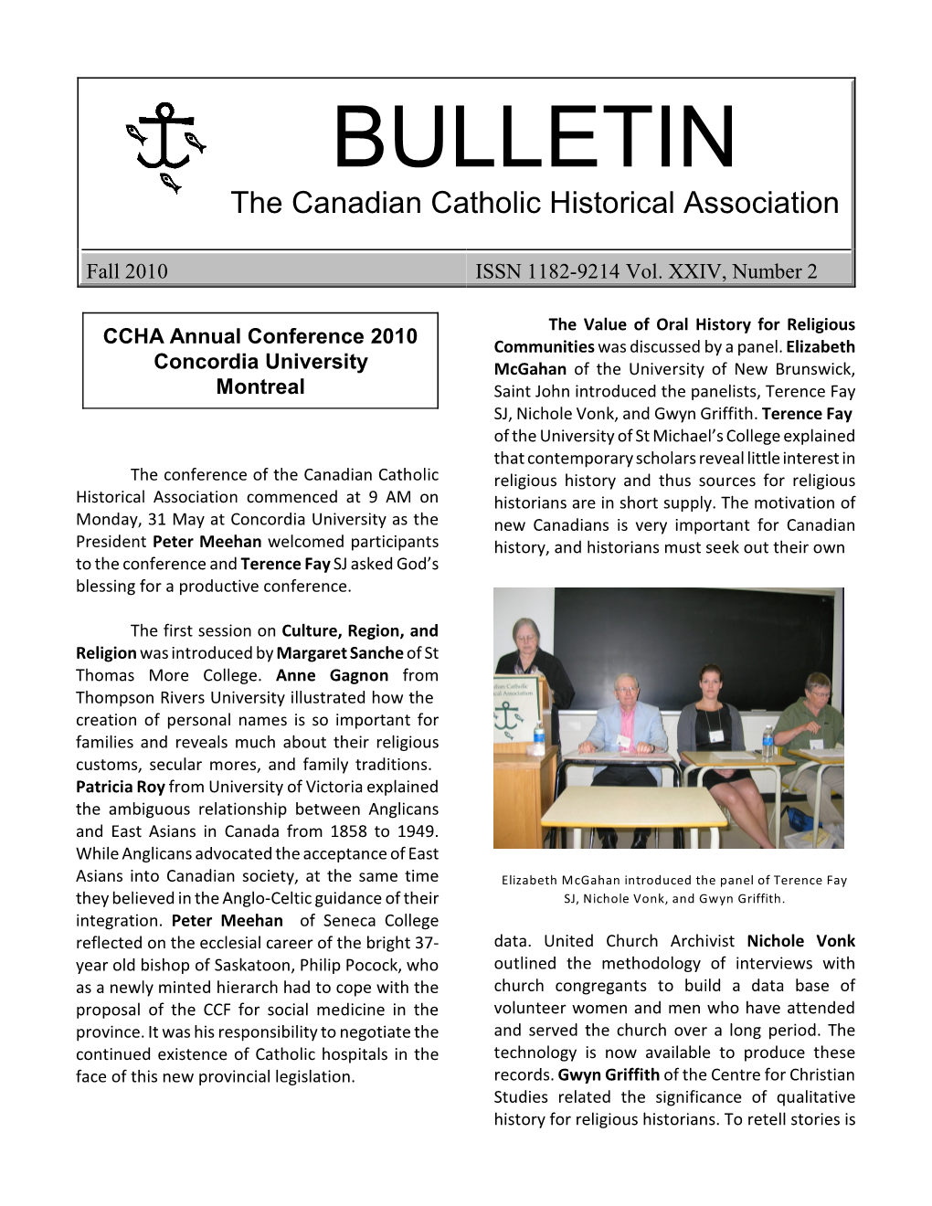 BULLETIN the Canadian Catholic Historical Association