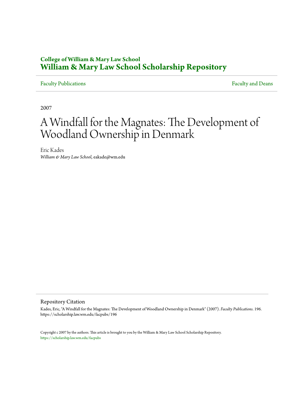 The Development of Woodland Ownership in Denmark C