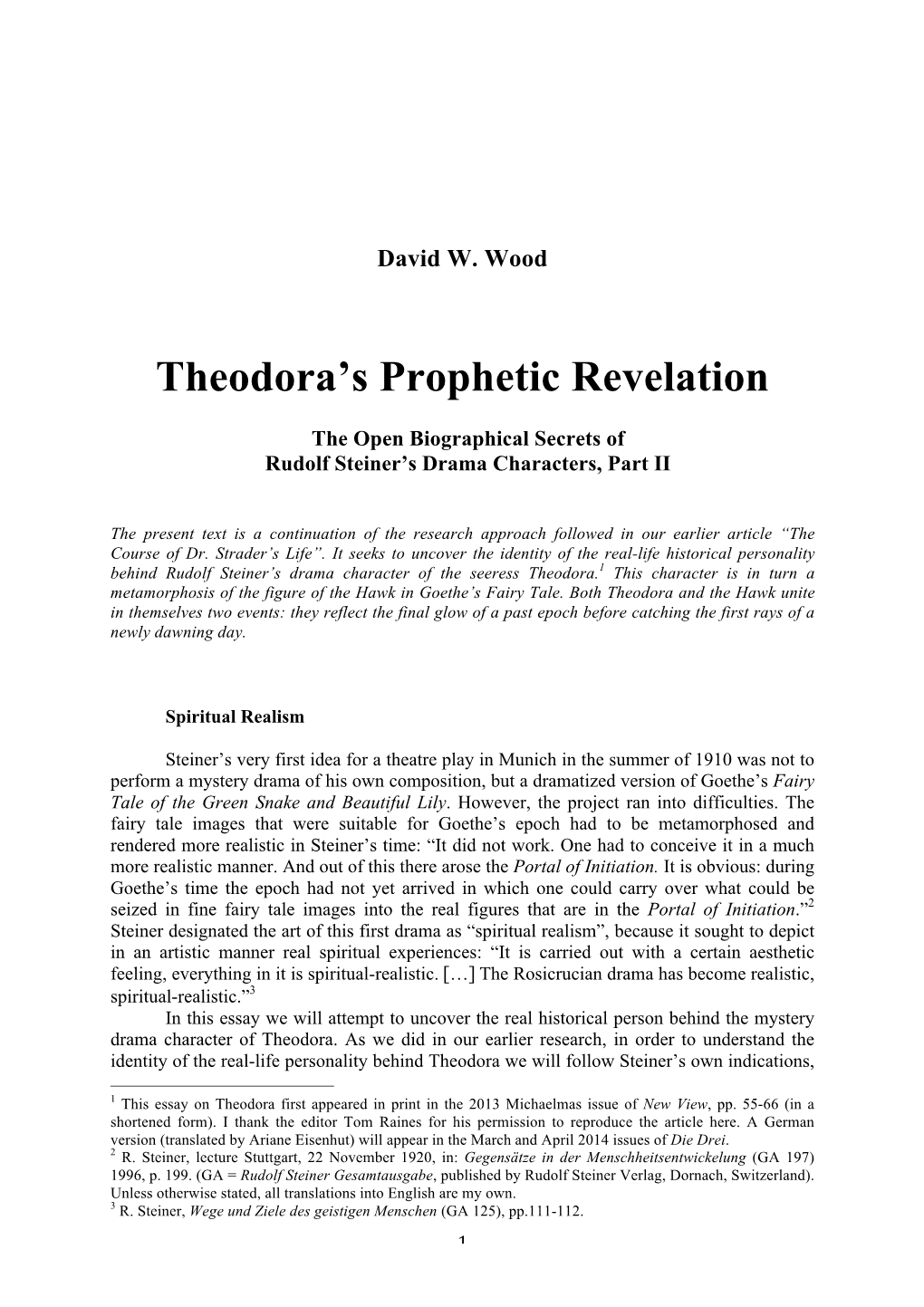 Theodora's Prophetic Revelation