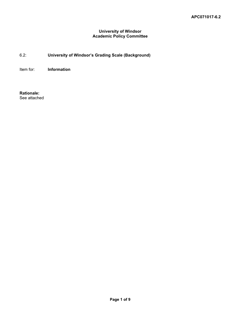 APC071017-6.2 University of Windsor Academic Policy Committee