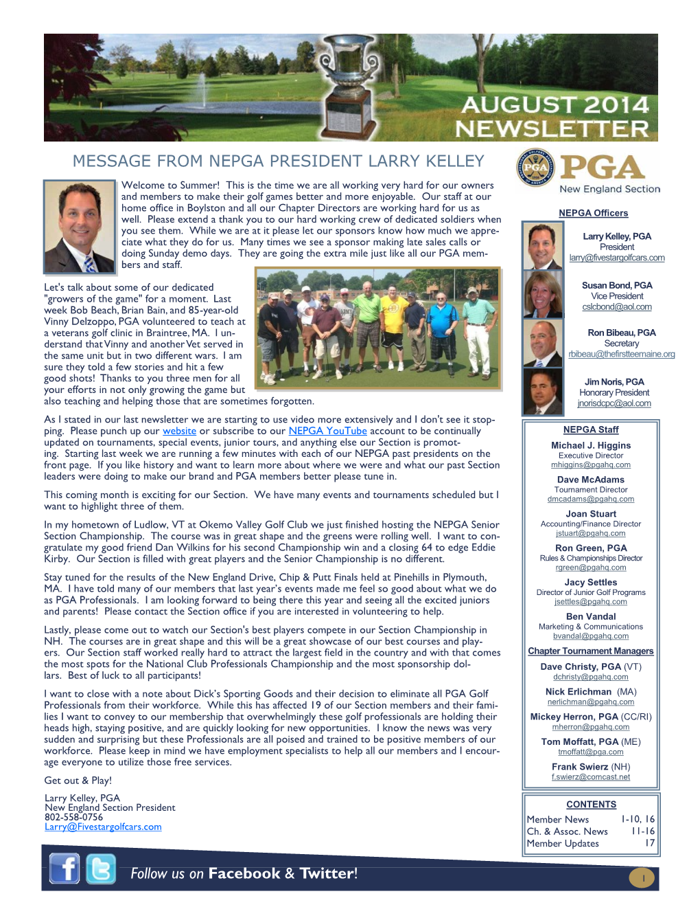 Message from Nepga President Larry Kelley